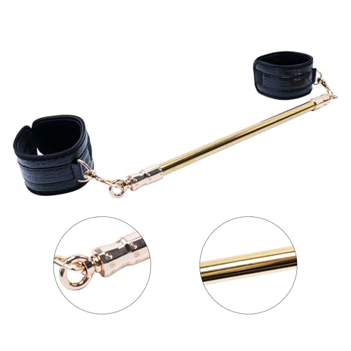 Spreader Bar Stainless Steel Vintage Black Bar with 2pcs Adjustable Straps,Sports Aid Training Fitness Gear Pilates Aid Kit, Home Restore Pilates Indoor Yoga Set - style: Fixed Gold+Black Crocodile Kit