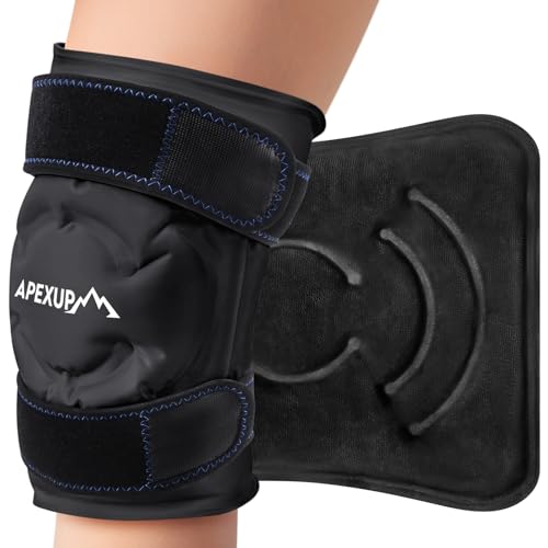 APEXUP Ice Pack for Knee Pain Relief, Large Reusable Wrap After Surgery, Flexible Gel Cold Pack for Injuries, Pain Relief for Back, Shoulder, Elbow, Ankle and Leg (Black, XXL, 1PK) - size: 2X-Large-1PK, style: Black