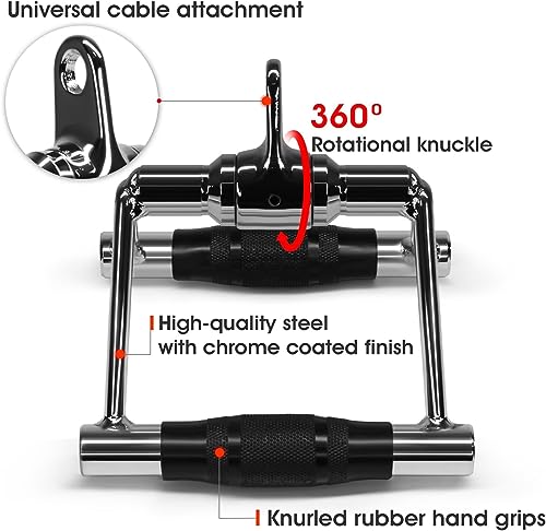 Yes4All Cable Machine Attachment, Double D Handle & Tricep Rope Cable Attachment, Weight Machine Accessories Load 880 LB for Home Gym - color: G. Double Row Rotate Rubber