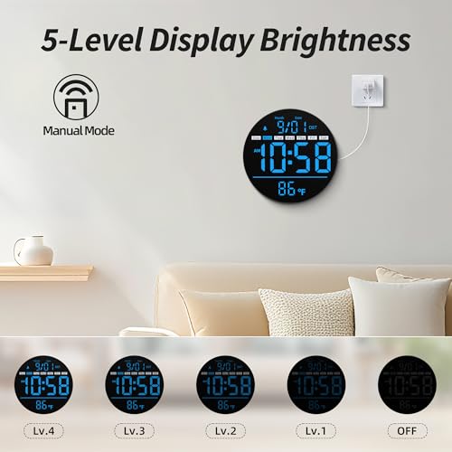 Maxstar Led Digital Wall Clock with Timer, Seconds, Temperature, Date, DST, Nightlight, Alarm Clock, 5-Level Display Brightness, Digital Clock Timer for Classroom, Bedroom, Garage, Gym,Blue - color: Blue