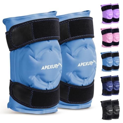 APEXUP Ice Pack for Knee Pain Relief, Large Reusable Wrap After Surgery, Flexible Gel Cold Pack for Injuries, Pain Relief for Back, Shoulder, Elbow, Ankle and Leg (Blue, XXL, 2PK) - size: 2X-Large-2PK, style: Blue