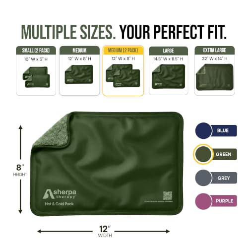 Medium Flexible Gel Ice Packs for Injuries Reusable - Soft Hot and Cold Packs for Injuries for Ankle, Arm, Foot, Leg, Back Pain Relief - 8" x 12" - 2PK - Green - size: Medium (2 pack), style: Green