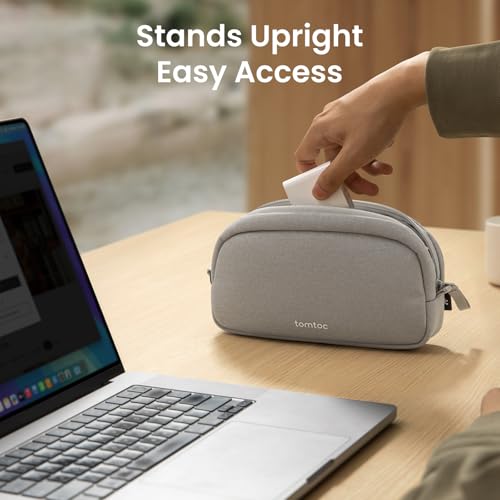 tomtoc Electronics Organizer Travel Case, Water Resistant Travel Bag Cable Organizer for Essentials, Tech Pouch Accessories Carry Storage for Cord, Phone, Cables, Airpods, USB Flash Drive, Daily Items - color: Gray, size: Small