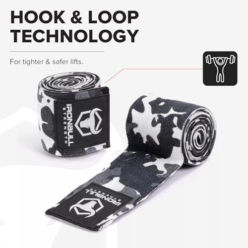 Elbow Wraps for Weightlifting (1 Pair) - 50" Elastic Elbow Braces for Weight Lifting - Elbow Support for Bench Press, Powerlifting, Fitness, & Gym Workout - Gym Elbow Straps Weightlifting - Elbow Compression Strap Brace - color: Camo/White