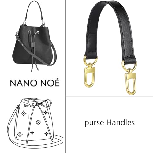 Genuine leather purse Handle compatible with Neonoe for Metis Noe BB NM Beaubourg Hobo - color: Black-purse Handles