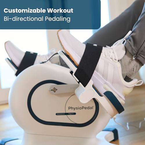 Nobol PhysioPedal® Motorized Under Desk Exercise Bike for Seniors & Adults – Electric Pedal Exerciser with Remote, Adjustable Speeds & Resistance, LED Display, Portable Seated Leg & Arm Pedaler
