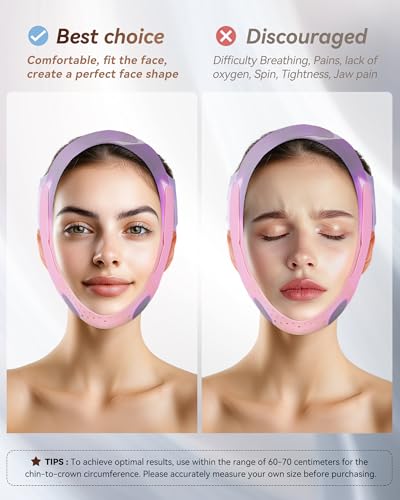 Reusable V-Line Sculpting Face Mask – Silicone Chin Strap for Jawline Tightening & Double Chin Reduction (23-27 Inches) (Pink) -01 - color: light pink