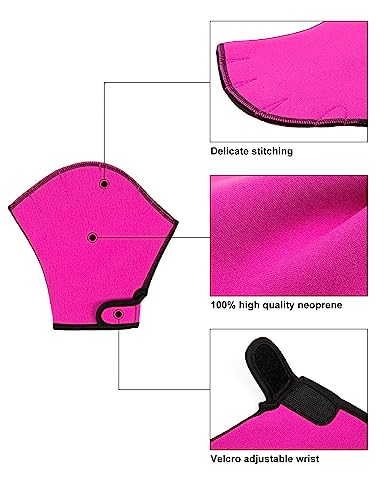 FitsT4 Sports Aqua Gloves Webbed Paddle Swim Gloves Fitness Water Aerobics - color: Rose Red, size: Small