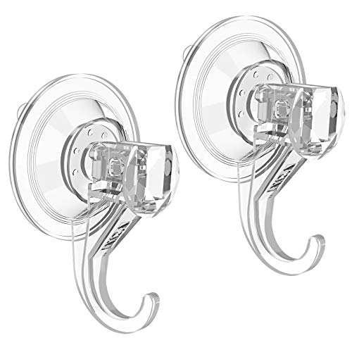 VIS'V Shower Suction Cup Hooks, Removable and Reusable, Clear, Small, 4 Pcs | Clear Invisible Design, Locking Suction Technology, Dual Vacuum Suction, Heavy Duty, Fits for Smooth Flat Surfaces