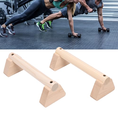2Pcs Parallettes Push Up Bar, Wooden Parallettes Handle Stands Grip Body Strength Training, Push Up Stand with Anti Slip Pad, Balance Beam Exercise for Men Strength Training - size: 25cm