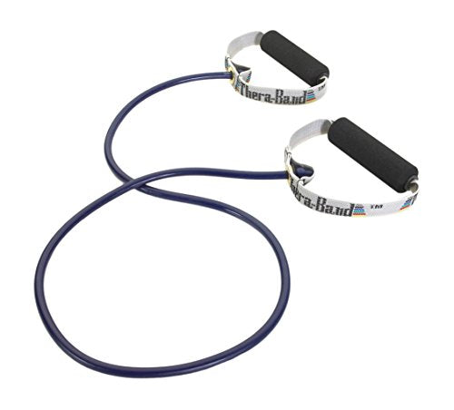 Theraband 13080 Professional Latex Resistance Tubing with Handles for Physical Therapy, 50" Length, Black, Extra Heavy, Blue - color: Blue - Extra Heavy, size: 48 Inch