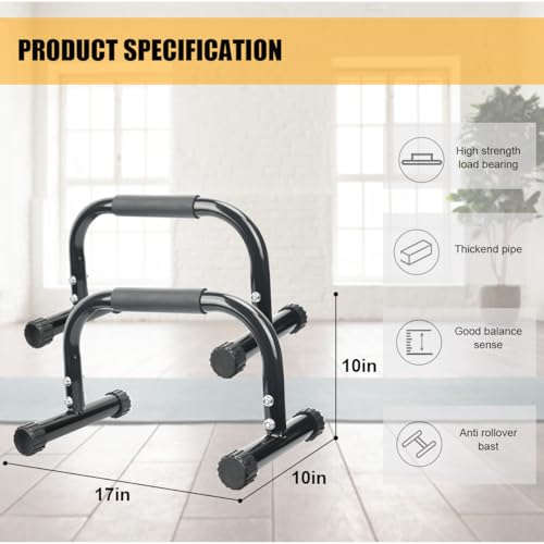 AmazeFan Parallettes Bars, Push Up Bars Strength Training For Handstands, Full Planche & Dips, Calisthenic, Gymnastic, [16.6x10x10in] Push Up Stands Handle for Floor Workouts Calisthenics Equipment - color: Black