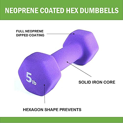 Neoprene Coated Dumbbell Hand Weight Set - style: 3-Pound, Set of 2