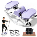 Rock Fitness Stepper, Portable Rock Stepper Side to Side with Digital Display & Resistance Bands, Low Impact Stair Stepper for Exercise at Home,Aerobic Workout Machine,330LBS Loading Capacity - color: Purple