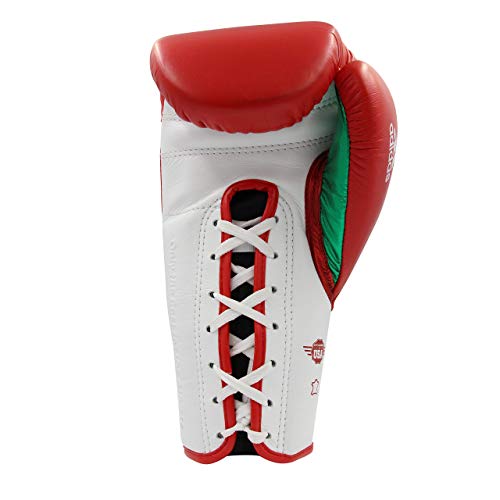adidas Speed 500 Pro Boxing Gloves – Genuine Leather Training Gloves for Men & Women, Lace-Up Heavy Bag & Kickboxing Gloves - color: RED/WHITE/GREEN, size: 14 oz