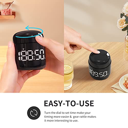 Digital Kitchen Timer,Countdown Countup Timer with Large LED Display Volume Adjustment,Timer for Cooking, Classroom Time for Kids and Teachers. (Black) - color: Black