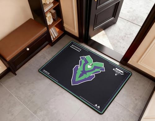 Non-Slip Floor Chair Mat for Neon Genesis Evangelion EVA-00 Series Inspired Design 35"×47" - color: Purple + Green