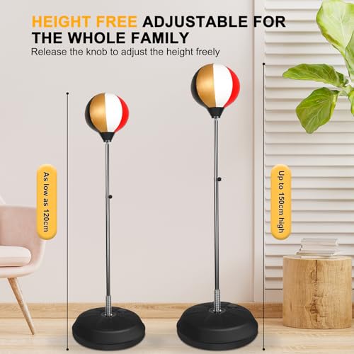 Fitness Reflex Bag, Speed Ball Stand Punching Bag with Gloves, Boxing Bag for Adults and Teens, 59IN Great MMA Training - color: Gold White Red Blacl