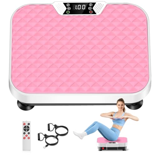 Vibration Plate Exercise Machine Vibration Plate for Lymphatic Drainage Weight Loss,Muscle Activation Fat Burner for Women Men,250 Speeds Shake Plate,Whole Body Exercise Equipment - color: Pink