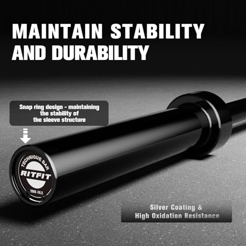 RitFit Barbell Weight Set - 4/6FT Olympic Barbell with Weight Plates (55-115LB Total) - Weightlifting Equipment for Squats, Curls, Deadlifts, Presses, Hip Thrusts - color: Black, size: 6FT With 155LB Plates