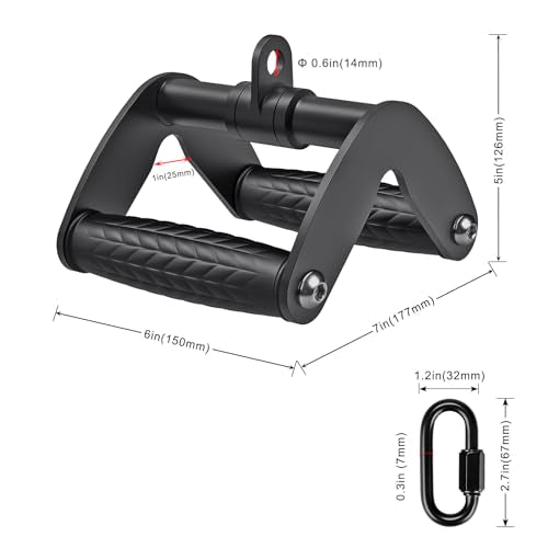 SELEWARE Rotating Straight Bar, Tricep Rope, Double D Row Handle, Rotating V Handle, Cable Machine Attachment with Non-Slip Soft Rubber Grip, Universal Attachment for Cable Machines - color: Double D Handle