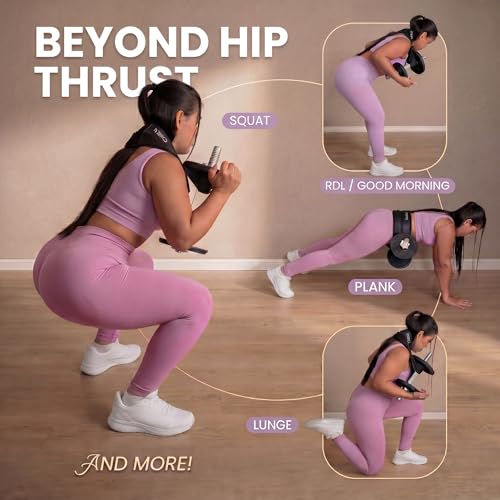 Hip Thrust Belt – 13mm Slip-Resistant Padding Dual Strap Booty Belt for Dumbbells and Kettlebells – Adjustable Weightlifting Pad for Glutes & Squats, Home Gym up to 400 LBS