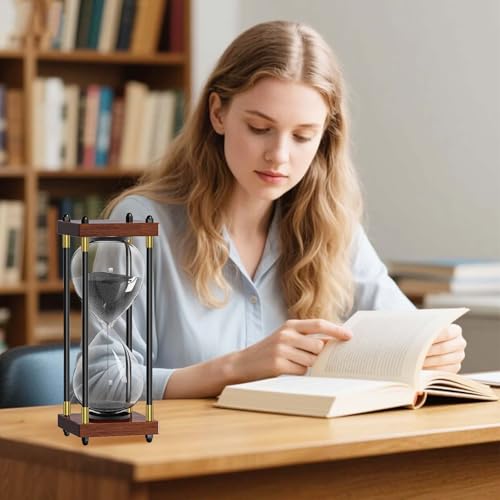 Sand Timer 15 Minute, 15 Min Hourglass Sand Clock, 15 Minutes Wooden Retor Hour Glass, Sandglass, Reloj de Arena, Creative, Decoration, Office - color: Black Sand & Vintage Frame, size: 15 Min