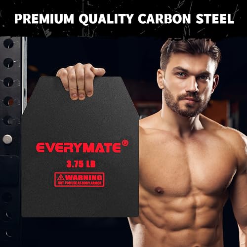 EVERYMATE Tactical Weighted Vest Plates – 3.75/5.75/8.75/14.5/19.75LB Pairs – Insert Weighted Vest Plates- Contoured Ergonomic Fit – WODs, Strength Training, Running, Weight Plates for Vest - color: 3.75LB*2, size: Straight
