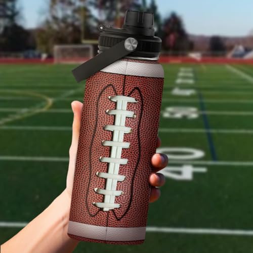 SANDJEST Football Water Bottle 32oz Stainless Steel Insulated Bottles for Men Boys Sports Lovers Fan Players Coach - Softball Gifts for Birthday Christmas - color: Football 1