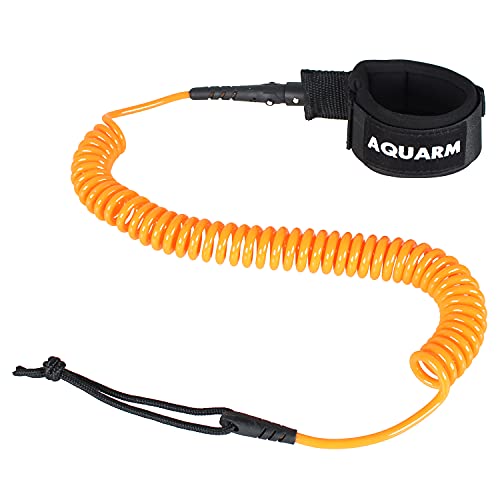 Premium Coiled Surfboard Leash, 11 feet SUP Leash Leg Rope, Stand Up Paddle Board Leash for All Types of Surfboards - color: Orange