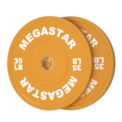 Olympic Bumper Plates, 2-Inch Rubber Weight Plates Set – Color-Coded Heavy Duty Bumper Plates for Home Gym, Strength Training & Weight Lifting - size: 70LBS SET(35LBSx2)