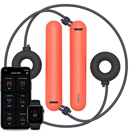 Tangram Smart Rope Rookie Donut - Cordless Fitness Jump Rope, App-Connected, Adjustable Length, Replaceable Battery, Track Jumps and Calories, Portable Workout Rope for Home and Gym - color: Coral