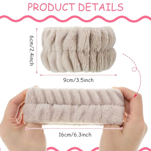 Chuangdi 4 Pairs Wrist Bands for Washing Face Wrist Spa Microfiber Wash Towel Band Scrunchies Absorbent Wristbands Sweatband for Women Prevent Liquid from Spilling(Khaki, Beige) - color: Khaki, Beige