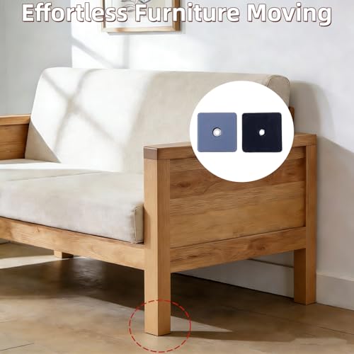 Furniture Gliders Sliders,2x2 Inch(50x50 mm) Teflon Furniture Rubber Sliders Pads with Stainless Washers,To Protect The Floor,Heavy Duty Sliding Block for Furniture,Square - style: Square