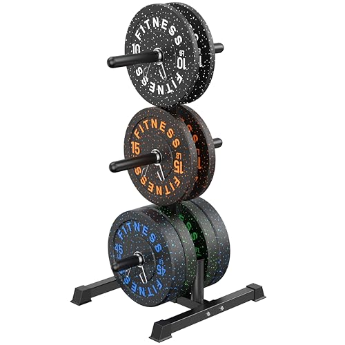 HANDBODE Weight Plate Rack with Barbell Storage, 1100 lbs Capacity | 6-Peg Vertical Holder for 1- or 2-Inch Plates, Heavy-Duty Organizer for Home Gym - style: 190 LB - Set with Rack