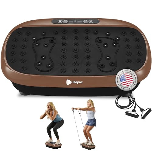 Lifepro HexaPlate Lite Vibration Plate Exercise Machine — Magnetic Acupoints, 99 Speeds & 10 Presets Vibration Platform Machine with Resistance Bands — Vibrating Plate for Lymphatic Drainage & Toning - color: Copper
