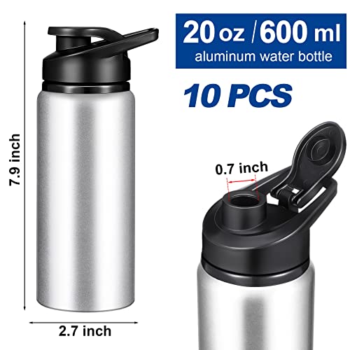 CHENGU Water Bottle Bulk 20 oz Aluminum Reusable Bottles Lightweight Snap Lid Water Cups Easy Carry Leak Proof Travel Tumbler for Gym Sports Camping Hiking Fishing - color: Silver