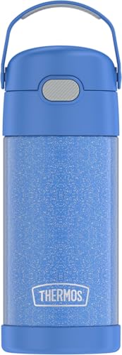 THERMOS FUNTAINER Water Bottle with Straw, 12oz, Glitter Periwinkle | Kids Stainless Steel Insulated Water Bottle, Keeps Drinks Cold Longer for School & Play, BPA-Free - color: Glitter Periwinkle, size: 12 Ounces