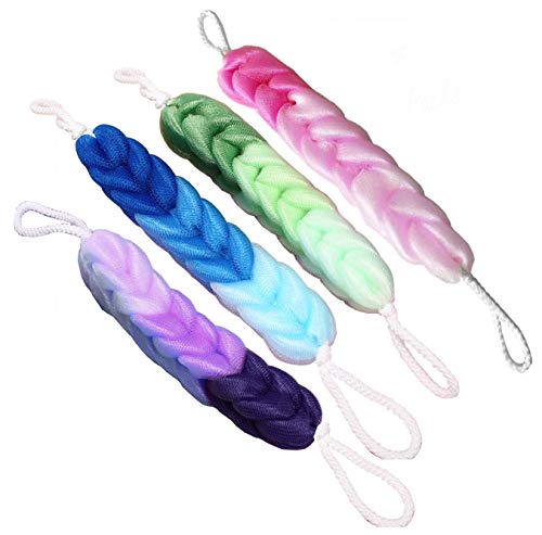 AARainbow 4 Packs Long Stretch Back Sponge with Rope Handles Back Scrubber Body Sponges for Bathing, Bath Shower Mesh Sponge Body Deep Cleaning for Men & Women (H-Gradient Color) - color: H-gradient Color