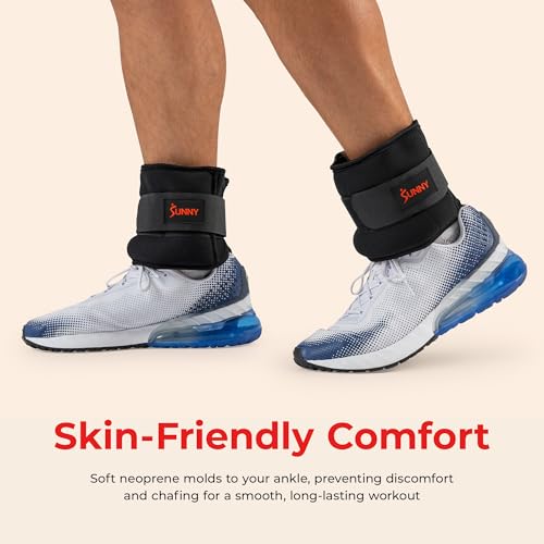 Sunny Health & Fitness Ankle Weights for Women, Men & Kids – Adjustable 1–5 lb Pair | Wrist, Arm & Leg Weights for Walking, Pilates, Yoga & Cardio - size: 1 LB