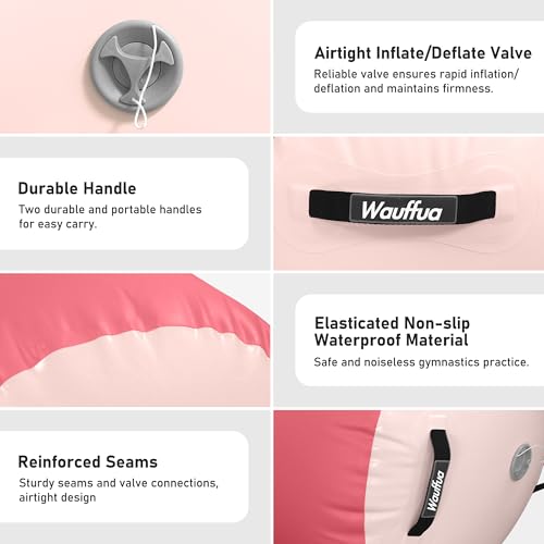 Gymnastic Air Barrel, Inflatable Tumble Track, Tumbling Mat, Roller Octagon Trainer for Back Handspring and Back-bend for Home, Gym, No Pump - color: Pink, size: 3.3'L x 2'D，nopump