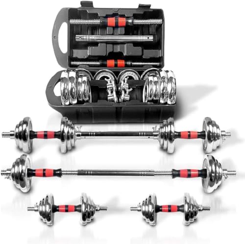 Adjustable Dumbbell Set 44lb/66lb/110lb Home Weight Lifting Professional Dumbbell for Body Workout Home Gym with Carrying Bag Silver - size: 44 lbs