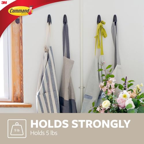 Command Medium Brushed Nickel Hooks, 2 Wall Hook and 4 Strips, Damage-Free Hanging with Adhesive, No Tools Hanging Back to School Decorations, Holds up to 3 lb - size: Medium