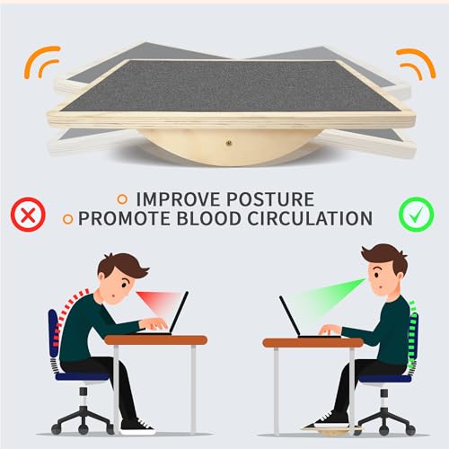 Balance Board Professional Wobble Board for Adults Anti-Slip for Physical Therapy Standing Desk Core Strength Wooden Rocker Board(350LBS) - size: Balance Board(Grey)