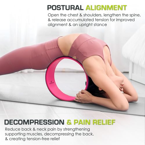 ProsourceFit Yoga Wheel Prop 12” for Improving Yoga Poses, Backbends, Flexibility, Balance, Stretching, Relaxation - color: Purple/Pink