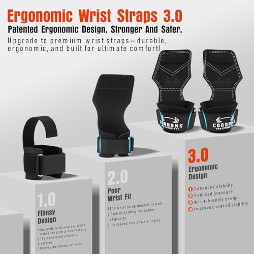 Weight Lifting Wrist Straps, Gym Straps Weight Lifting for Deadlift and Powerlifting, Double Layer Leather Wrist Wraps with Padded Cushion Wrist Loop, Weightlifting Grips for Men and Women - color: Black
