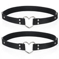 2Pcs Leather Thigh Garter, Adjustable Black Thigh Straps, PU Leather Heart Garter Belt for Women, Elastic Leg Ring Garters for Cosplay Parties Music Festival