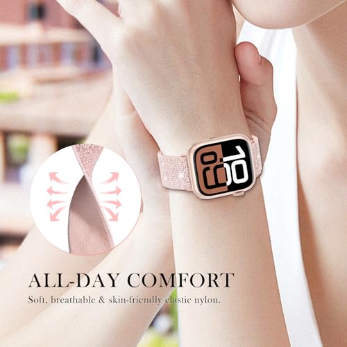 LETOID Stretchy Bands for Apple Watch Band Women Men Adjustable Solo Loop | Skin-Friendly Elastic Nylon Replacement Strap, iWatch Series 11 10 9 8 7 6 5 4 3 2 1 SE Ultra 49 46 45 44 42 41 40 38mm - color: 3-Pack: Purple / Pink / Teal, size: 44mm/45mm/46mm