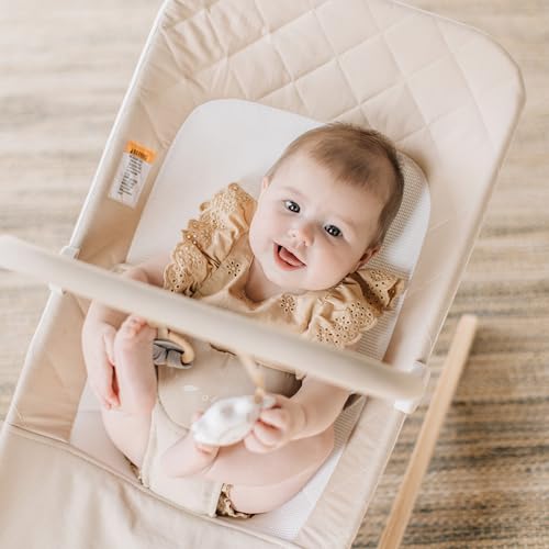 Baby Delight Heirloom Aspen Wooden Baby Bouncer | Infant Baby Chair | 0 – 6 Months | 100% GOTS Certified Cotton Fabrics | Organic Oat - color: Organic Oat, Aspen Wood