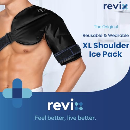 REVIX XL Shoulder Ice Pack Rotator Cuff Cold Therapy, Reusable Gel Ice Pack Shoulder Wraps for Discomfort and Recovery, Promoting Flexibility and Mobility, Long-Lasting Compression, Black - size: XL, style: Black